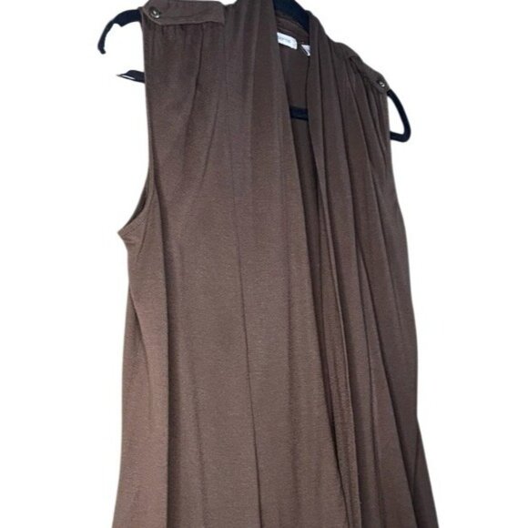 Liz Claiborne Brown Sleeveless Waterfall Open Front Cardigan Vest Women’s Size M - Picture 5 of 12